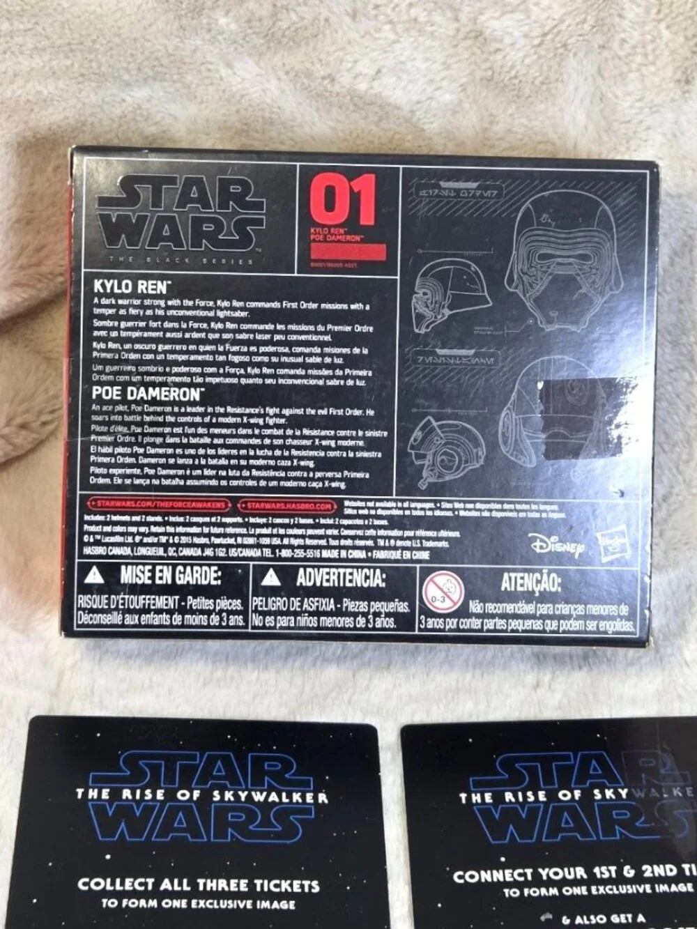 Star Wars Black Series Helmets - Poe & Kylo Ren - & 2 Collectible Movie Tickets